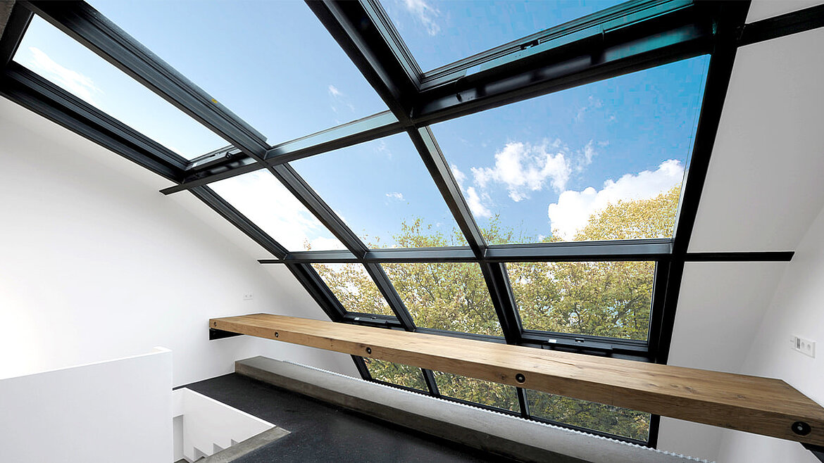 LAMILUX Glasdach PR60 verbaut in Maisonettewohnung