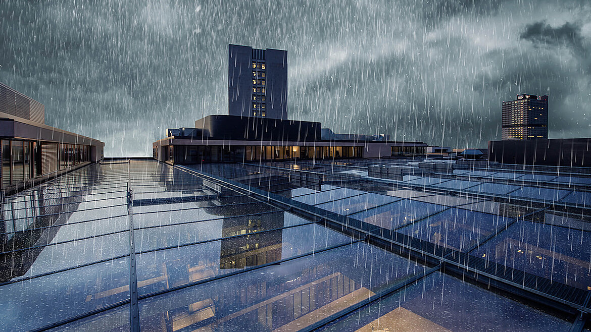 Regen auf Glasdach PR60