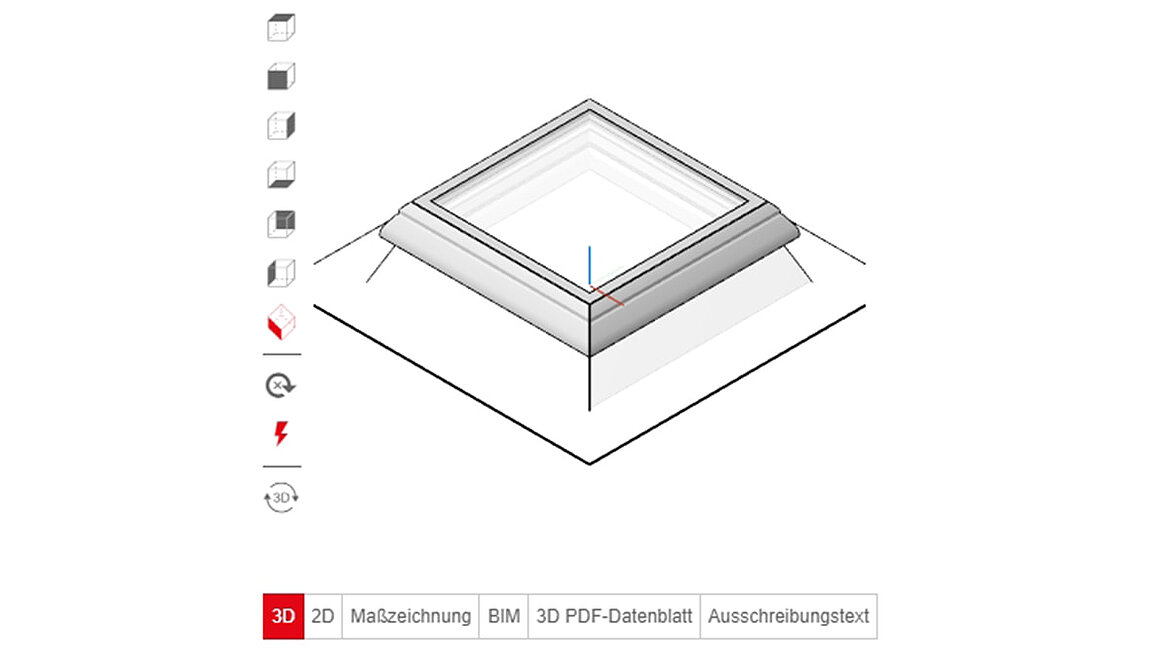 Flachdach Fenster F100 als BIM-Modell und in diversen Zeichnungsformaten