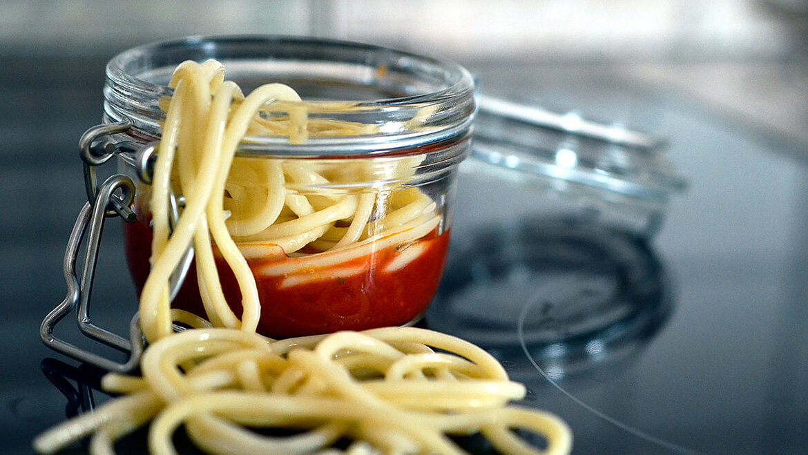 Spaghetti im Glas Spaghetti to go